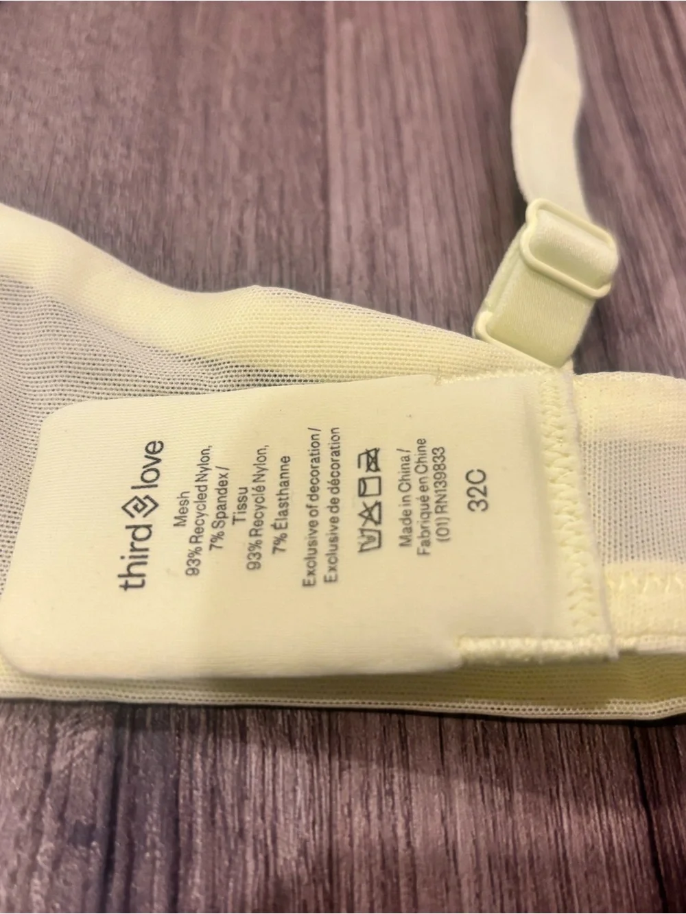 ThirdLove Pale Yellow Mesh Bra 32C